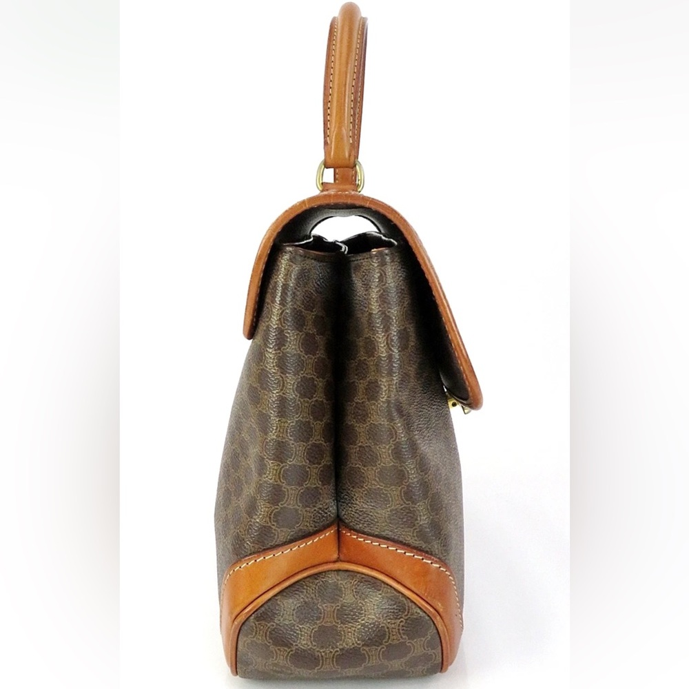 Celine Brown and Tan Patterned Satchel - Picture 4 of 16